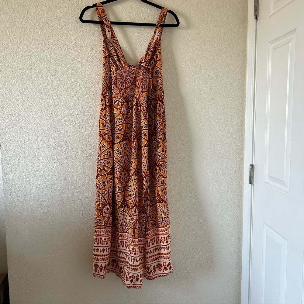 KNOX ROSE Orange Floral Halter Criss Cross Strap Midi Dress Women Sz XL NWOT - Picture 9 of 15